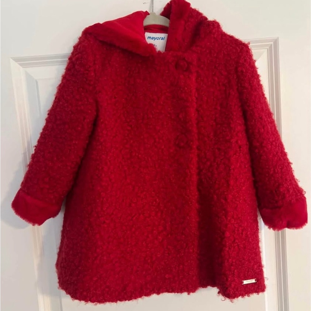 New Mayoral Kids Red Faux Fur Coat size 24m